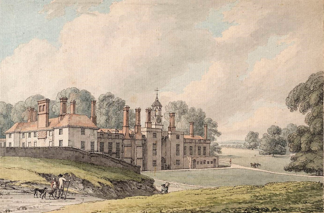 The Moat in Kent, the Seat of Lord Romney, vintage artwork by Thomas Hearne, 12x8" (A4) Poster