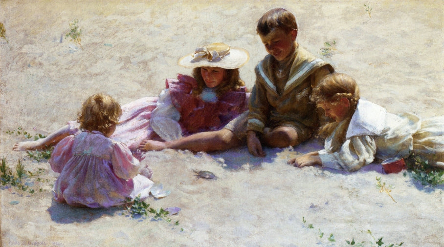 Children by the Seashore by Charles Courtney Curran,A3(16x12")Poster