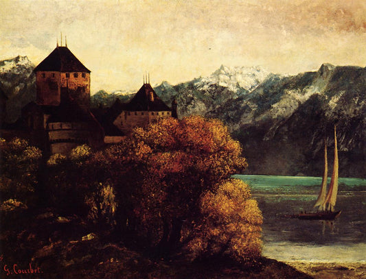 The Chateau de Chillon, vintage artwork by Gustave Courbet, A3 (16x12") Poster Print