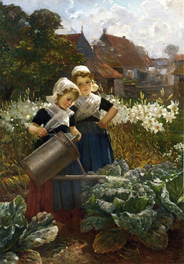 The Little Gardeners by Edmond Louyot,A3(16x12")Poster