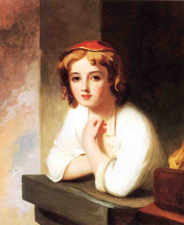 Girl Leaning at a Window, vintage artwork by Thomas Sully, 12x8" (A4) Poster