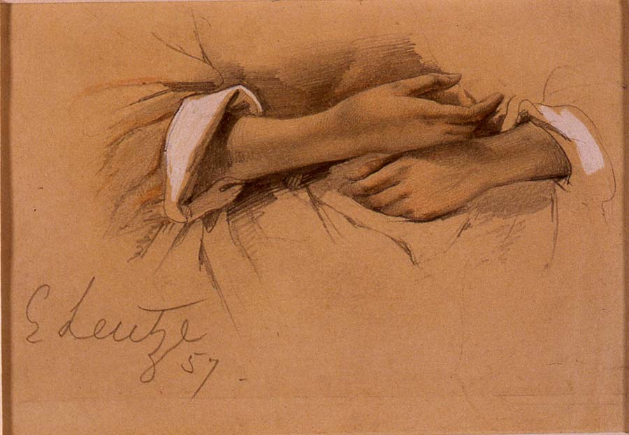 Study of Hands, vintage artwork by Emanuel Gottlieb Leutze, A3 (16x12") Poster Print