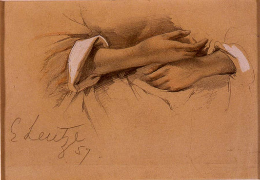 Study of Hands, vintage artwork by Emanuel Gottlieb Leutze, A3 (16x12") Poster Print