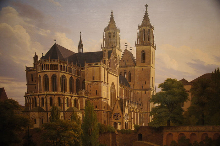 Magdeburg Cathedral, vintage artwork by Carl Hasenpflug, A3 (16x12
