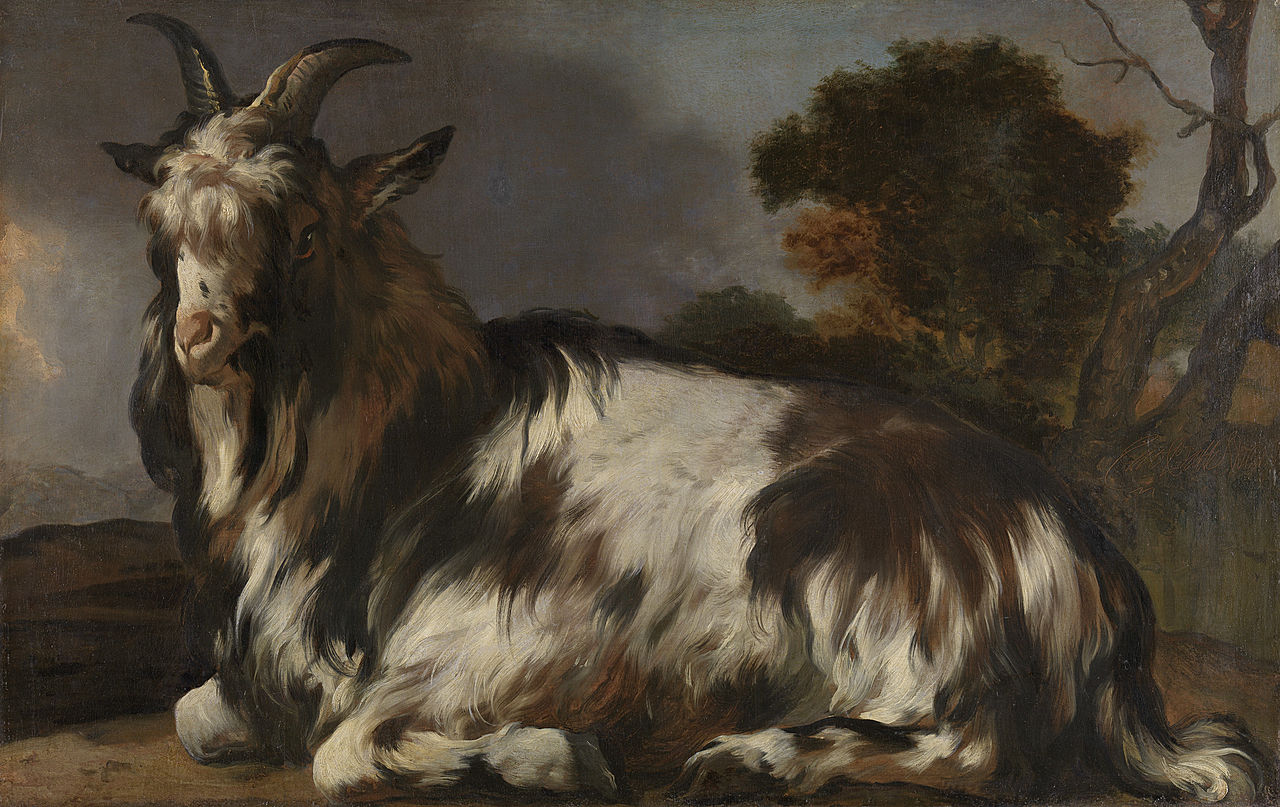 A Lying Goat, vintage artwork by Jan Baptist Weenix, 12x8" (A4) Poster