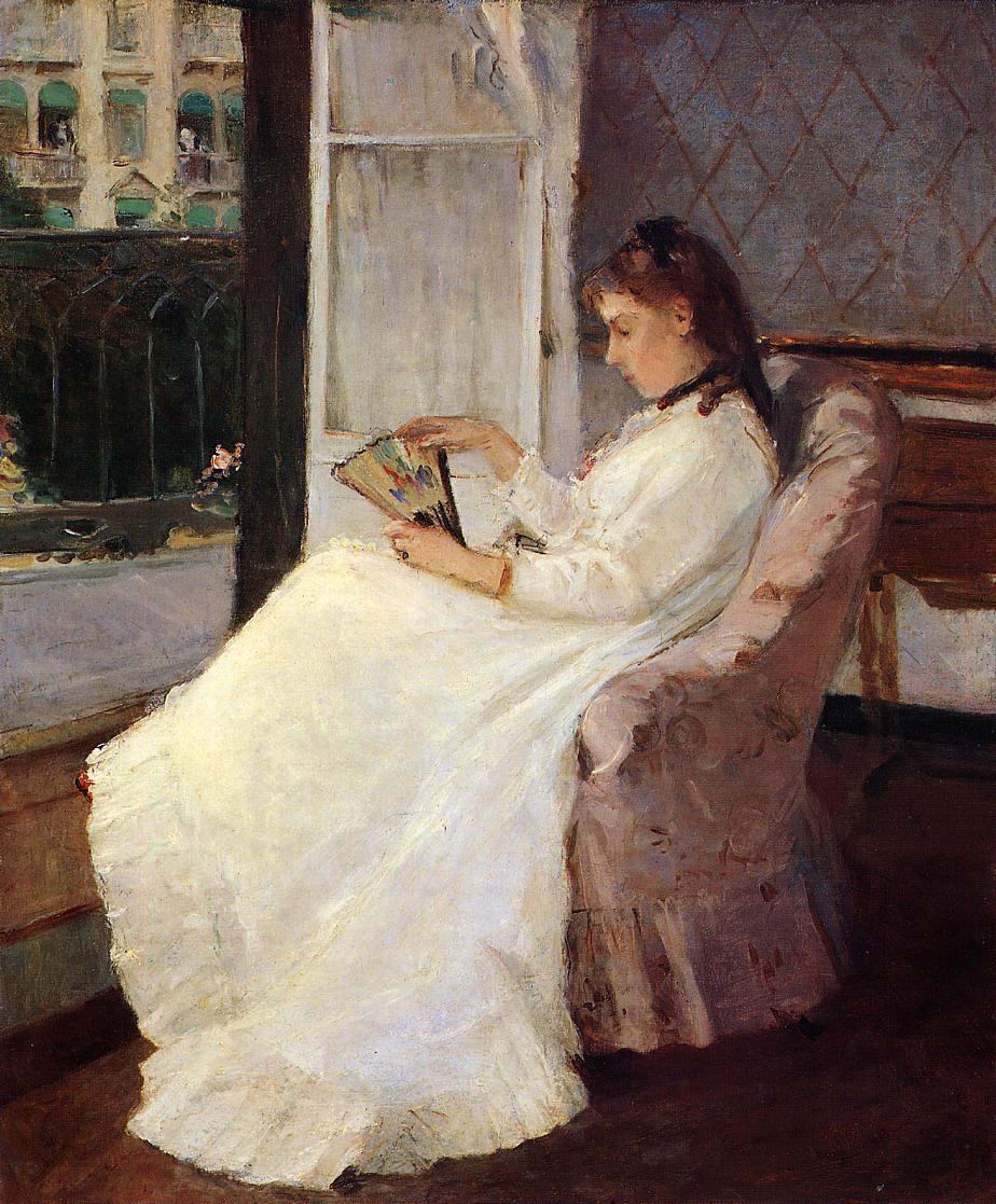 The Artist's Sister at a Window, vintage artwork by Berthe Morisot, 12x8" (A4) Poster