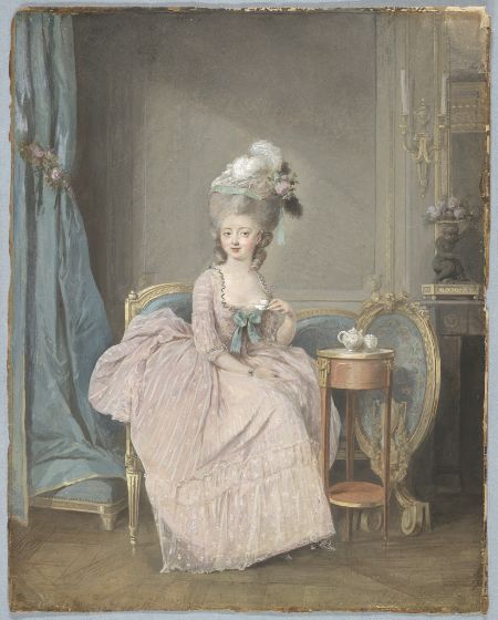Lady Drinking Tea, vintage artwork by Niklas Lafrensen (II), 12x8" (A4) Poster