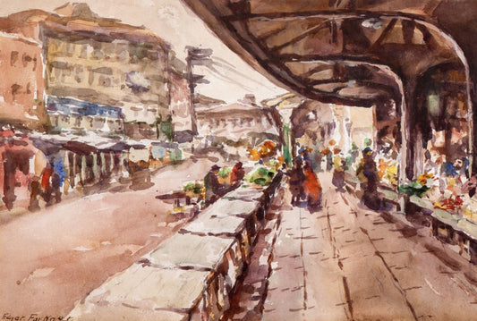 Pike Street Market, vintage artwork by Edgar Forkner, 12x8" (A4) Poster