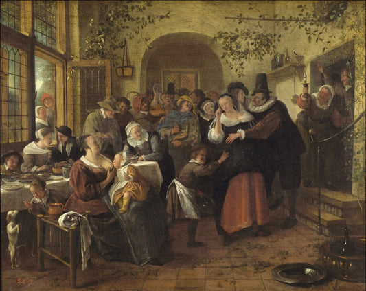 The Cheated Bridegroom (Peasant Wedding), vintage artwork by Jan Havicksz. Steen, 12x8" (A4) Poster