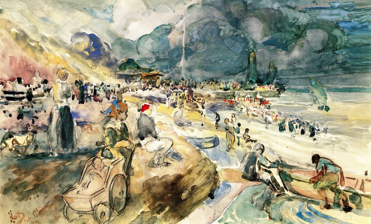 Bathing Beach by George (Pop) Overbury Hart,A3(16x12")Poster