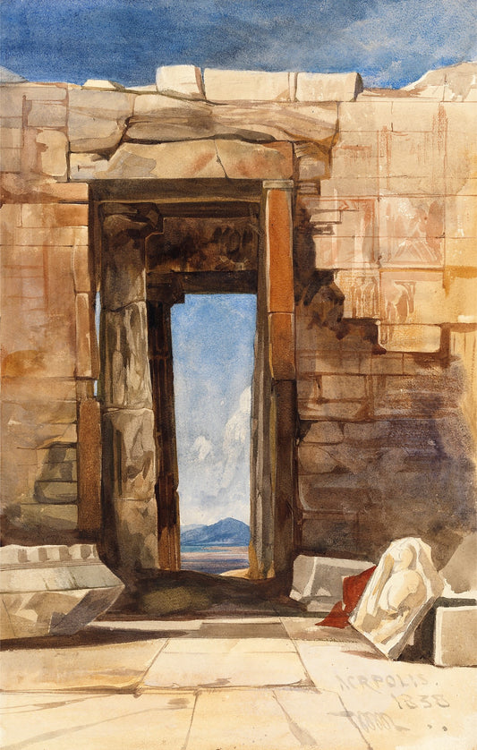 A Doorway in the Acropolis, Athens, vintage artwork by William James Müller, A3 (16x12") Poster Print
