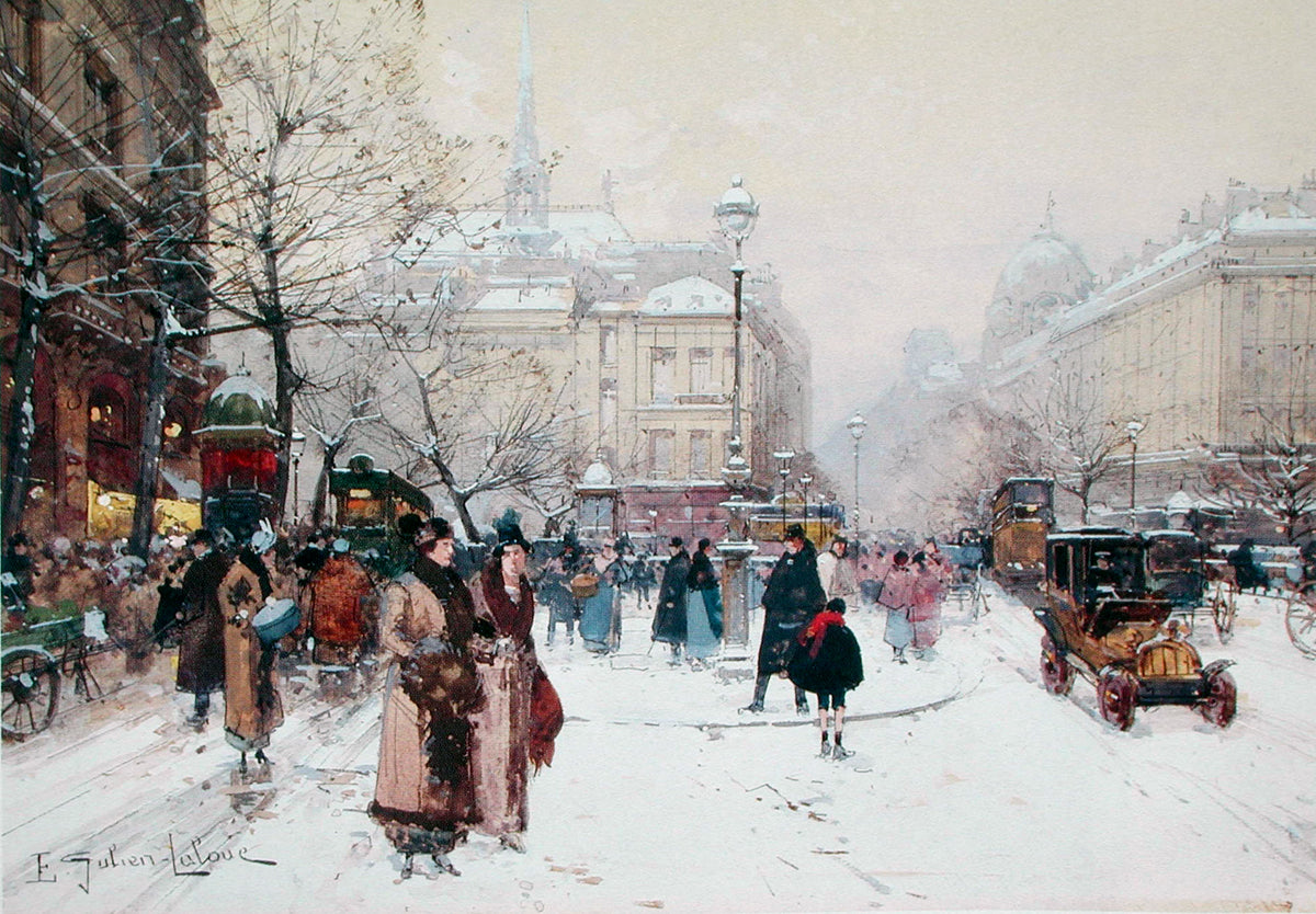 La Place Saint-Michel by Eugene Galien-Laloue,A3(16x12")Poster