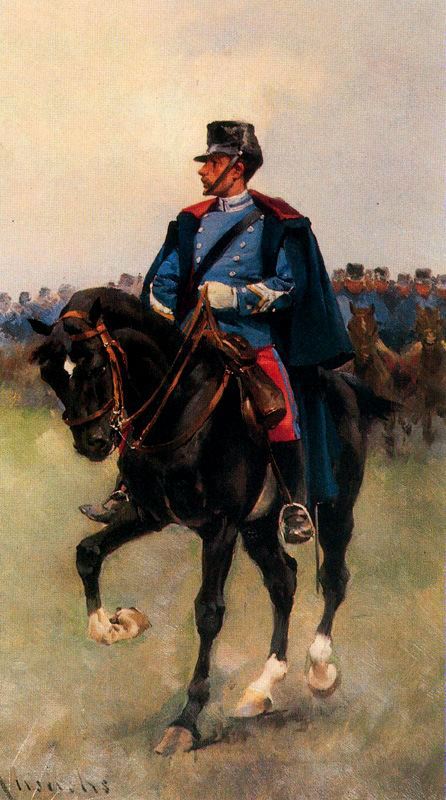 Dragoon Officer, vintage artwork by Josep Cusachs, 12x8" (A4) Poster