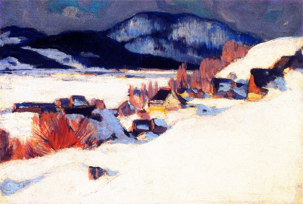 Rang Saint-Laurent, Baie-Saint-Paul, vintage artwork by Clarence Gagnon, 12x8" (A4) Poster