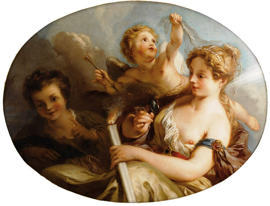 Allegory of Love, vintage artwork by Franҫois Lemoyne, 12x8" (A4) Poster