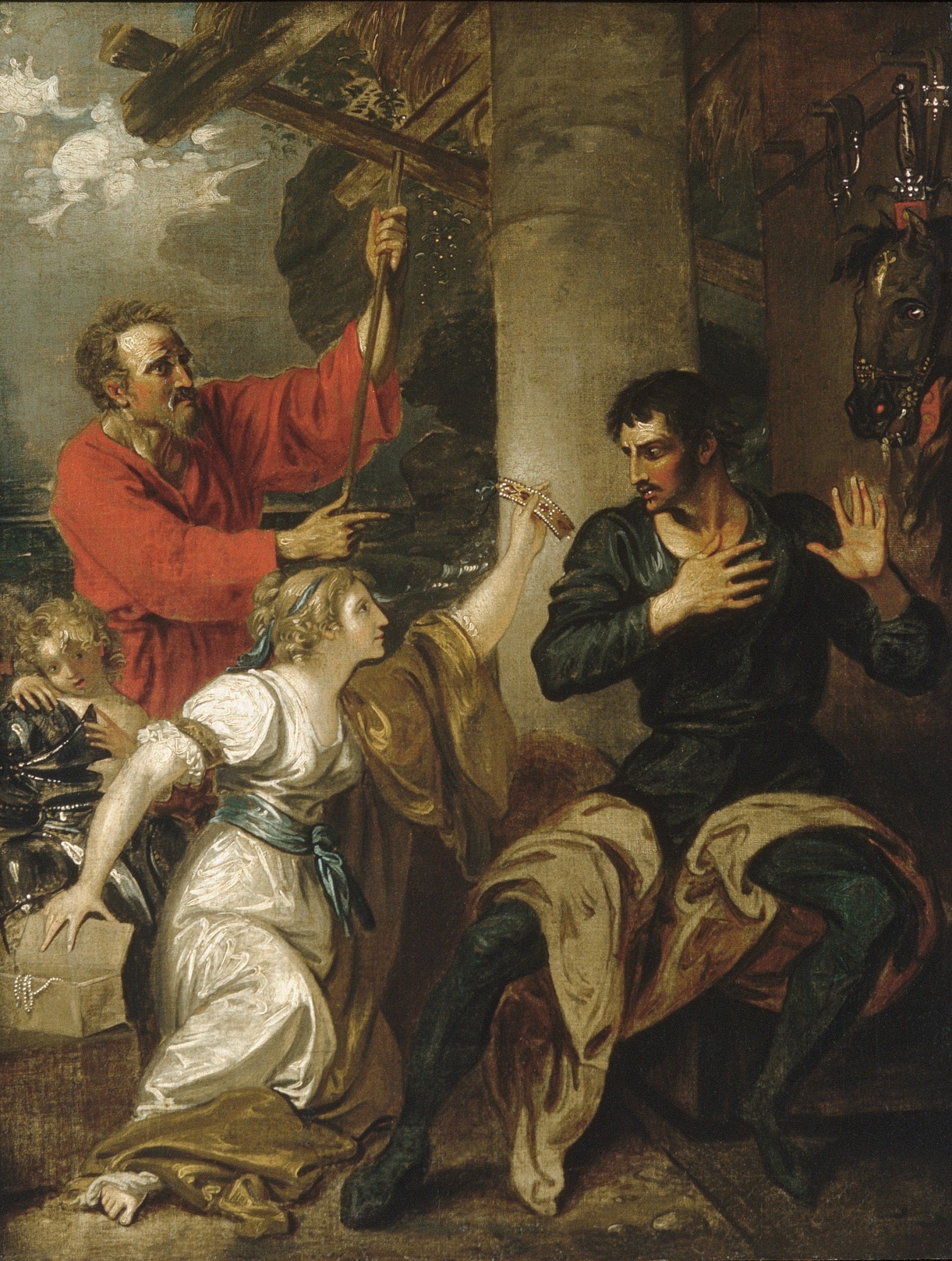 The Damsel and Orlando, vintage artwork by Benjamin West, 12x8" (A4) Poster