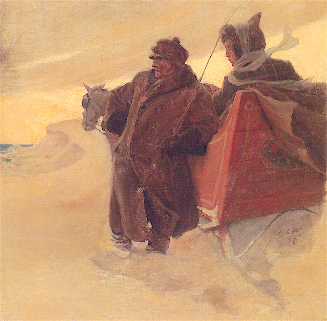 And Looked Out Beyond the Tumbled Shore Ice to the Steel-Gray Angry Waters, vintage artwork by Newell Convers (N.C.) Wyeth, 12x8" (A4) Poster