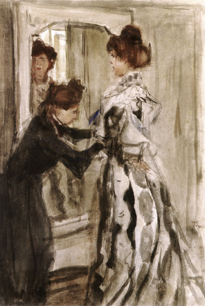 At the Seamstress by Isaac Israels,A3(16x12")Poster