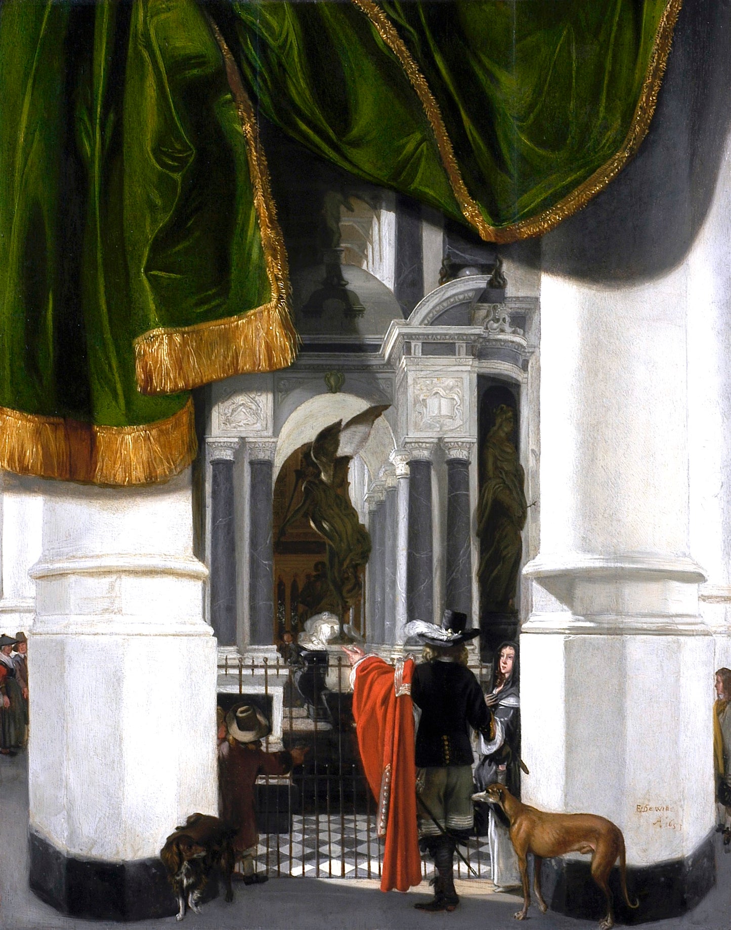 Interior of the Nieuwe Kerk in Delft with the Tomb of William the Silent, vintage artwork by Emanuel de Witte, 12x8" (A4) Poster