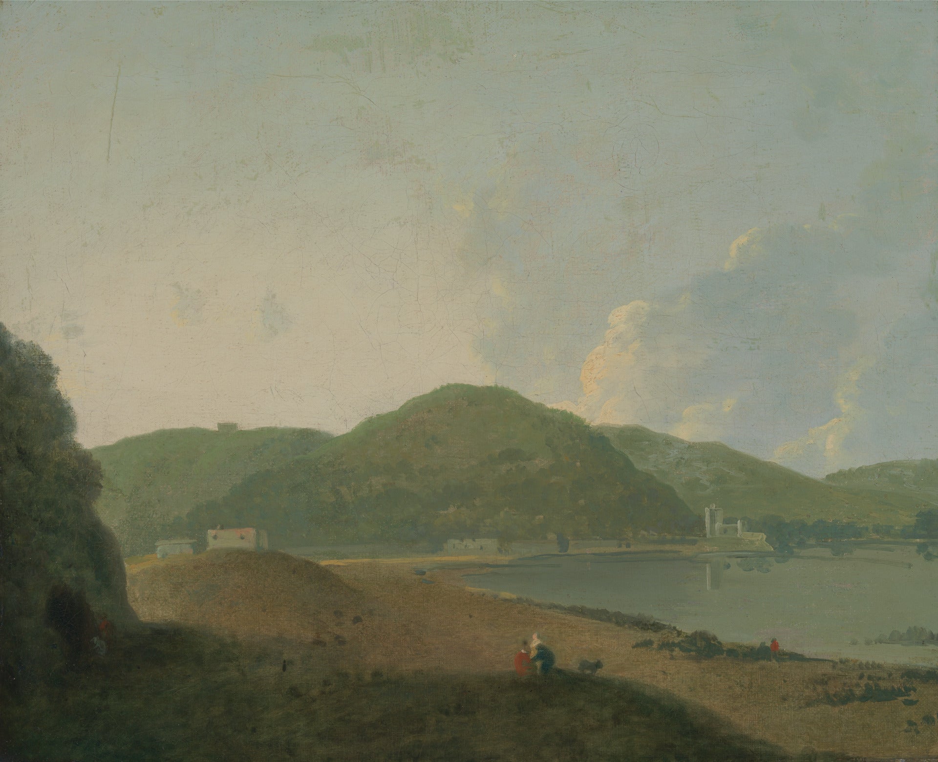Lago d'Agnano with the Grotta del Cane, vintage artwork by Richard Wilson, R. A., 12x8" (A4) Poster