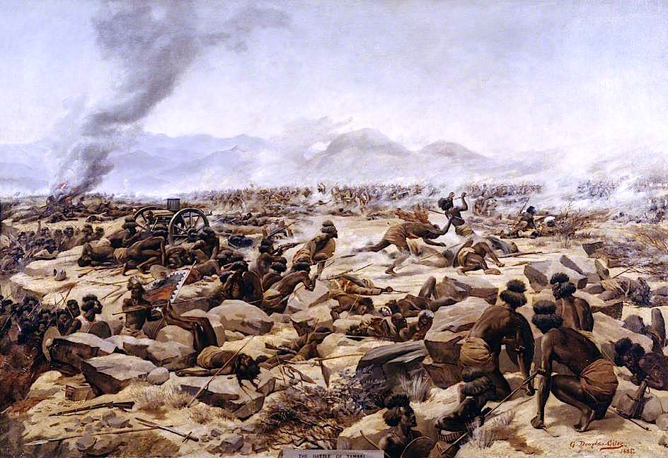 The Battle of Tamai, Soudan Campaign, 1884, vintage artwork by Godfrey Douglas Giles, 12x8" (A4) Poster
