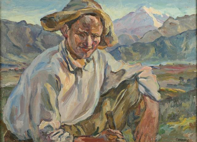 Ossetian Shepherd, vintage artwork by Aristarkh Lentulov, 12x8" (A4) Poster