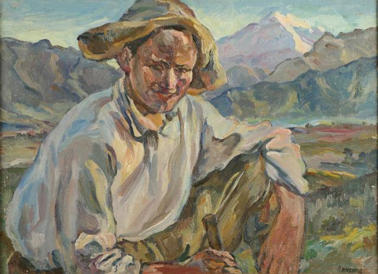 Ossetian Shepherd, vintage artwork by Aristarkh Lentulov, 12x8" (A4) Poster