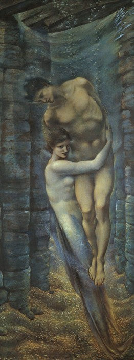 The Depths of the Sea, vintage artwork by Sir Edward Burne-Jones, 12x8" (A4) Poster