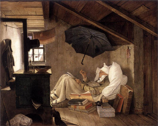 The Poor Poet, vintage artwork by Carl Spitzweg, A3 (16x12") Poster Print