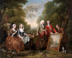 The Fountaine Family and Friends: A Conversation of Six Figures, vintage artwork by William Hogarth, 12x8" (A4) Poster