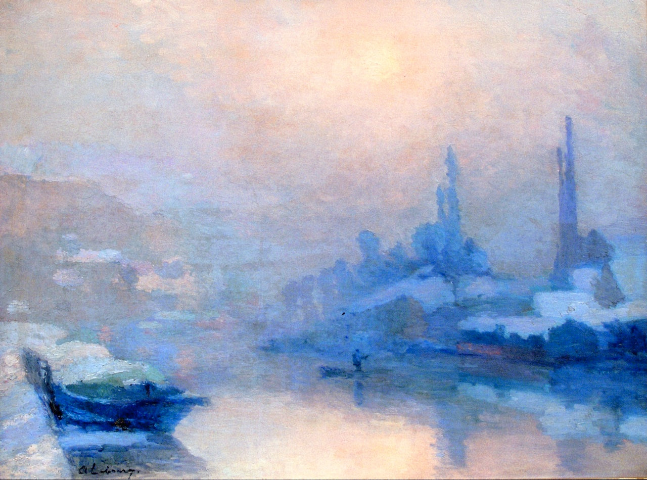 The Effect of Snow over the Seine at L'île Lacroix, vintage artwork by Albert Lebourg, 12x8" (A4) Poster