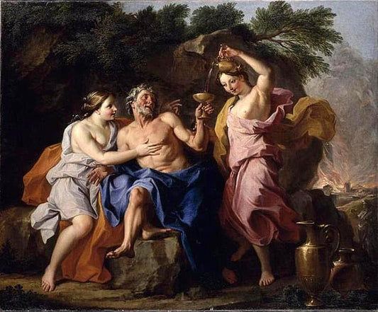 Loth and his Daughters, vintage artwork by Noël Coypel I, 12x8" (A4) Poster