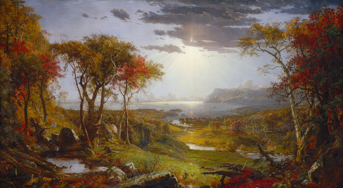 Autumn - On the Hudson River, vintage artwork by Jasper Francis Cropsey, 12x8" (A4) Poster