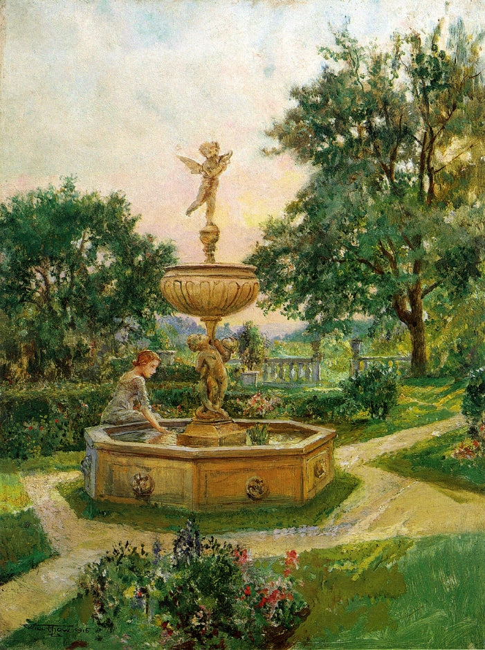 Spring Fountain, vintage artwork by Will Hicok Low, 12x8" (A4) Poster