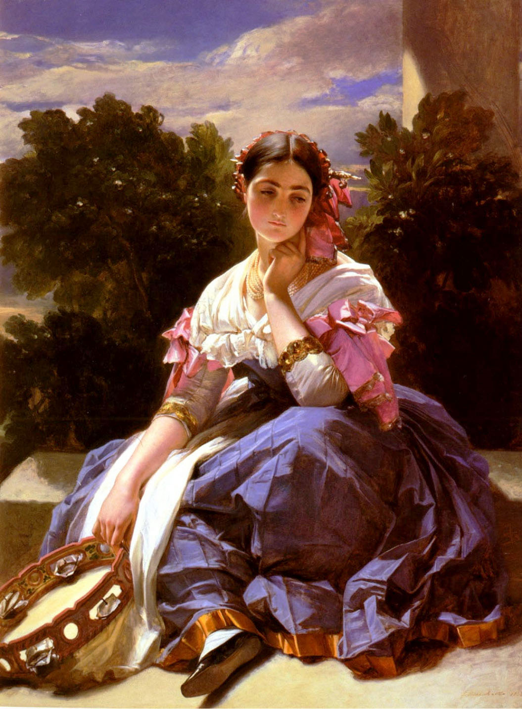 Young Girl From Ariccia, vintage artwork by Hermann Winterhalter, A3 (16x12") Poster Print