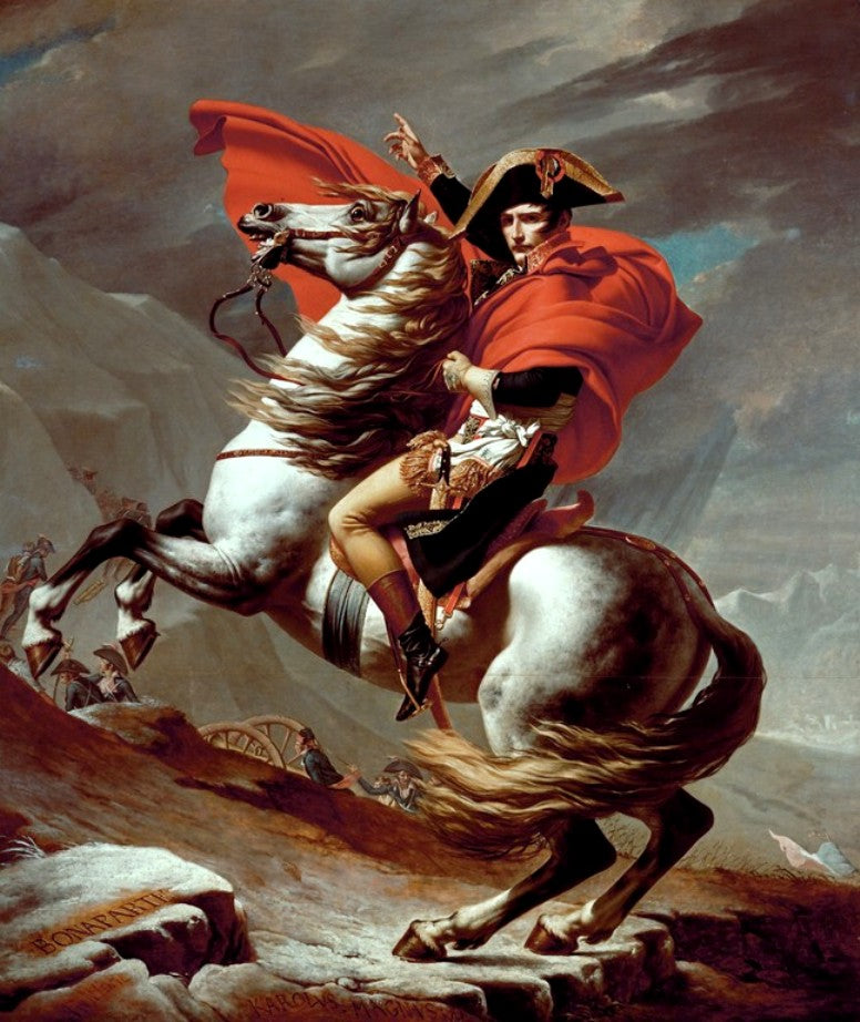Napoleon Crossing the Alps (Belvedere), vintage artwork by Jacques-Louis David, 12x8" (A4) Poster