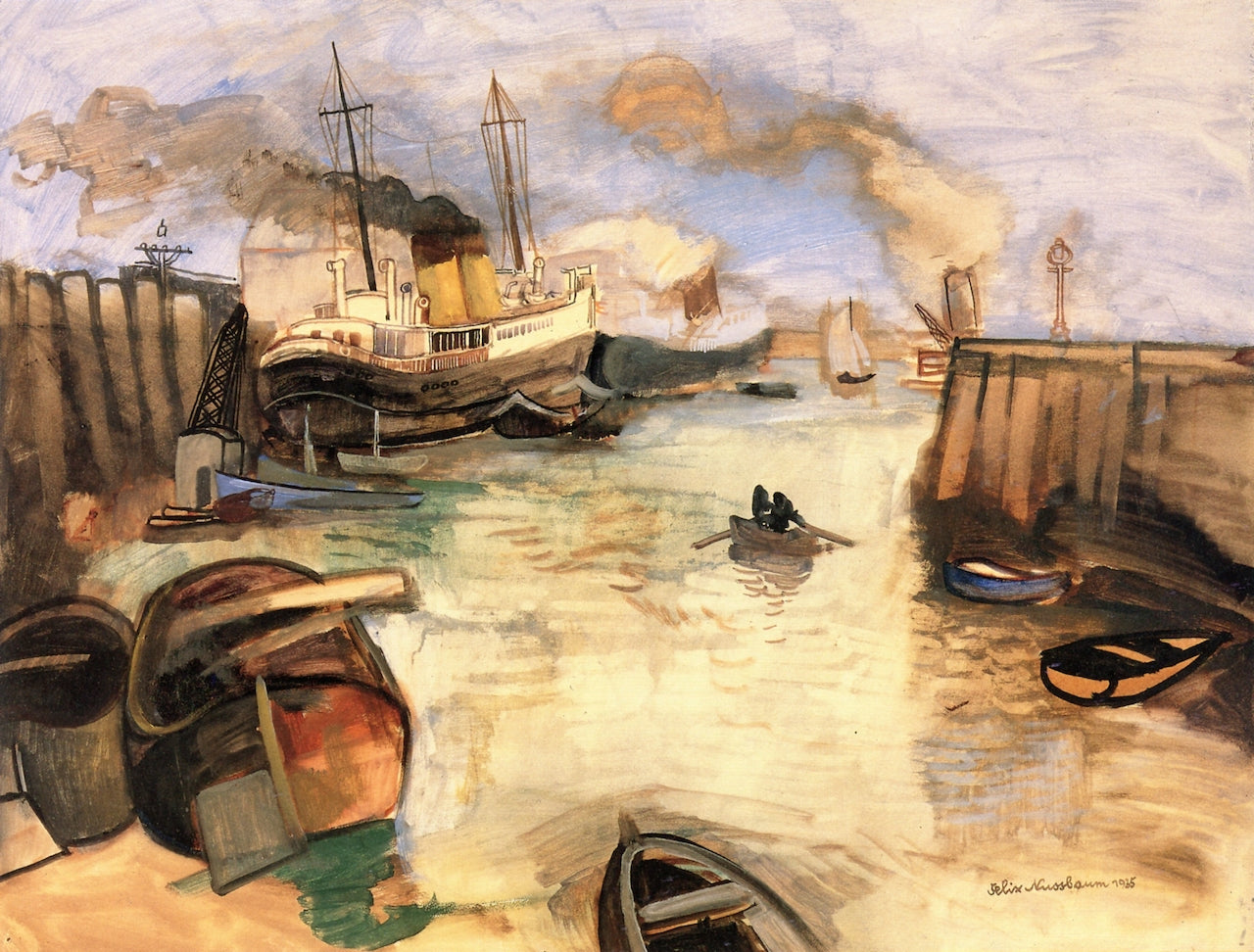 Dover Ferry, vintage artwork by Felix Nussbaum, 12x8" (A4) Poster