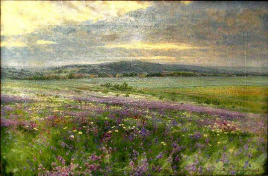 The Blooming Meadow, vintage artwork by Viktor Baturin, 12x8" (A4) Poster
