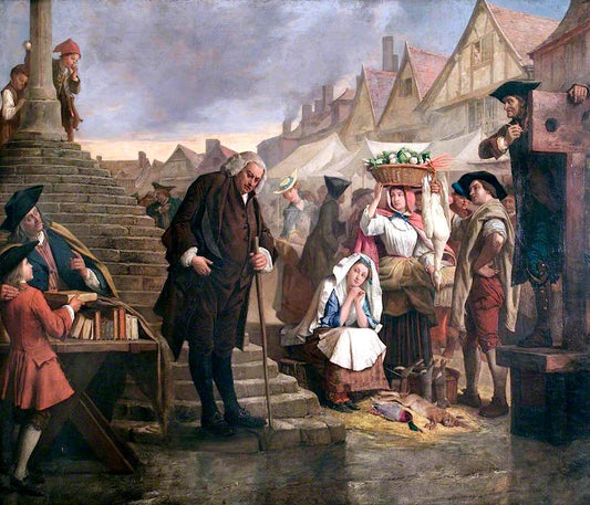Johnson, Doing Penance in the Market Place of Uttoxeter, Staffordshire, vintage artwork by Eyre Crowe, 12x8" (A4) Poster