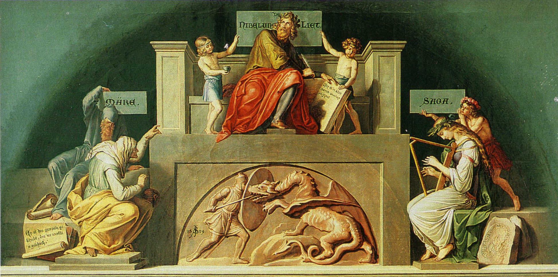 The Song of the Nibelungs, vintage artwork by Julius Schnorr von Carolsfeld, A3 (16x12") Poster Print