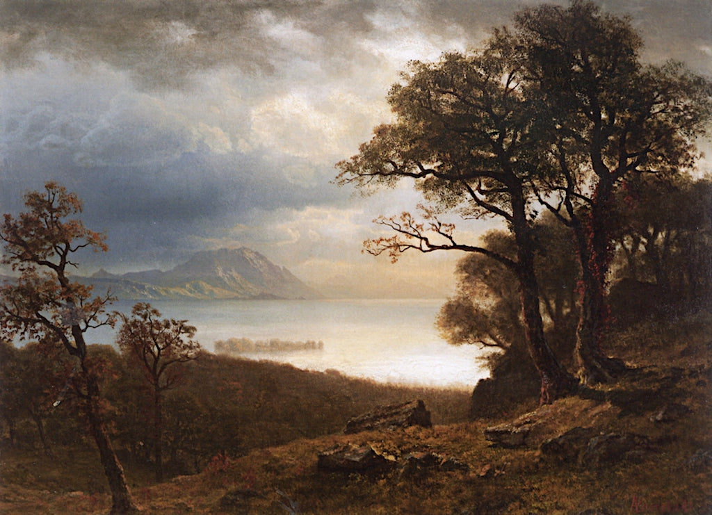 Clear Lake, California, vintage artwork by Albert Bierstadt, 12x8" (A4) Poster