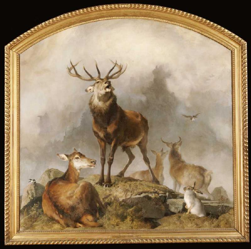 Deer in the Highlands, vintage artwork by Sir Edwin Landseer, A3 (16x12") Poster Print