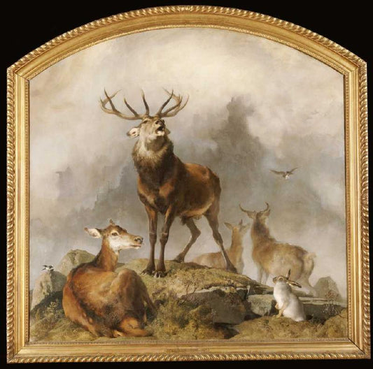 Deer in the Highlands, vintage artwork by Sir Edwin Landseer, A3 (16x12") Poster Print