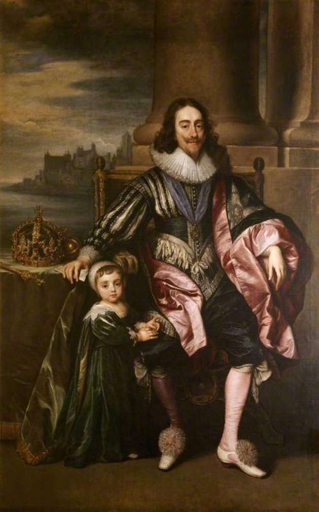 Charles I (1600-1649) and Prince Charles (1630-1685), vintage artwork by Anthony van Dyck, 12x8" (A4) Poster