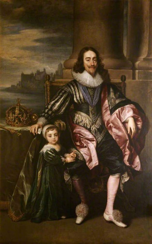 Charles I (1600-1649) and Prince Charles (1630-1685), vintage artwork by Anthony van Dyck, 12x8" (A4) Poster