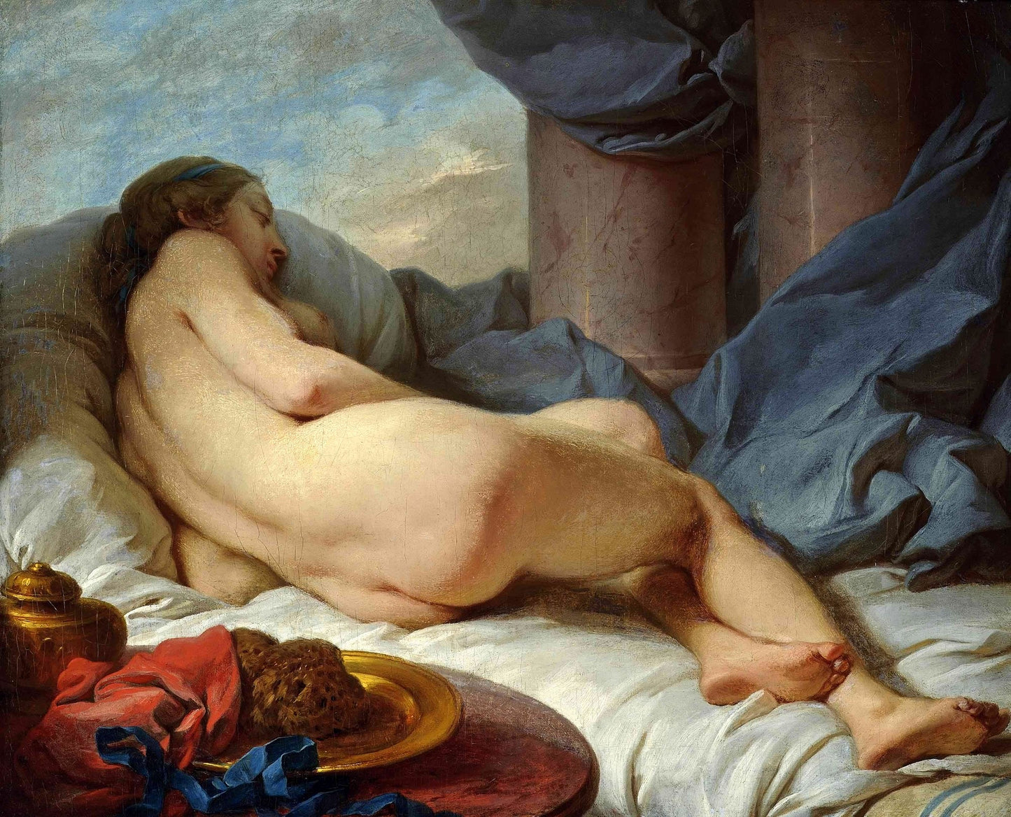 Venus Reclining, vintage artwork by Charles-Michel-Ange Challe, 12x8" (A4) Poster