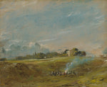 A Bonfire on Hampstead Heath, vintage artwork by John Constable, 12x8" (A4) Poster