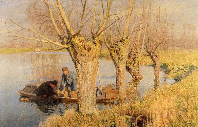 Bringing in the Nets, vintage artwork by Emile Claus, 12x8" (A4) Poster