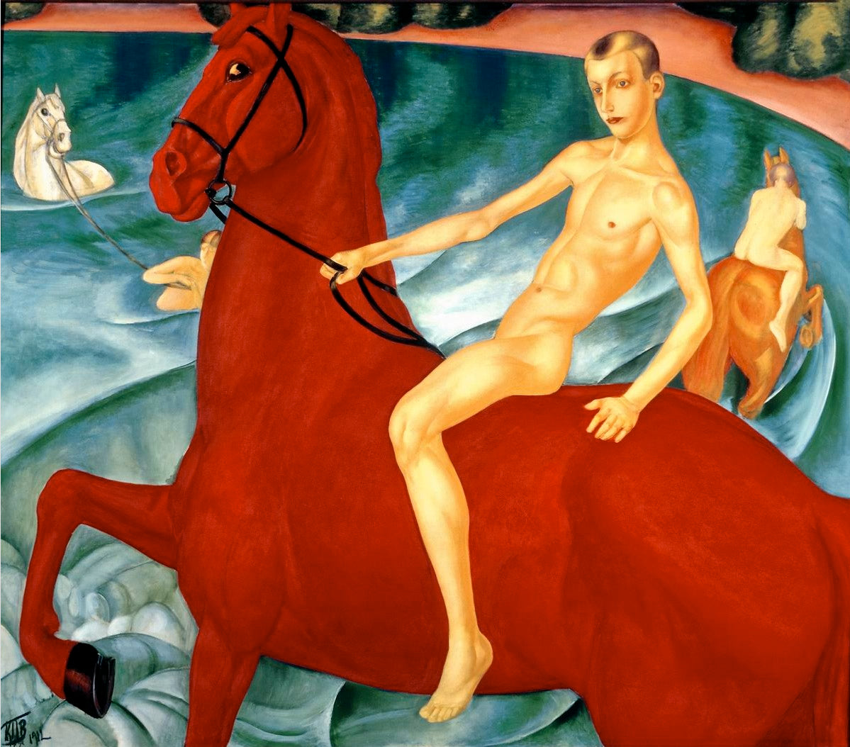 Bathing of the Red Horse by Kuzma Petrov-Vodkin,16x12(A3) Poster