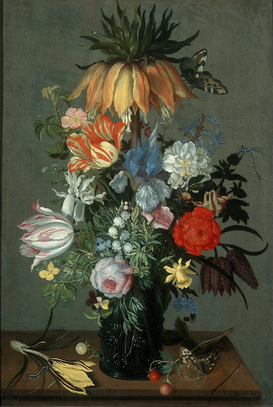 Flower Still Life with Crown Imperial, vintage artwork by Johannes Bosschaert, 12x8" (A4) Poster